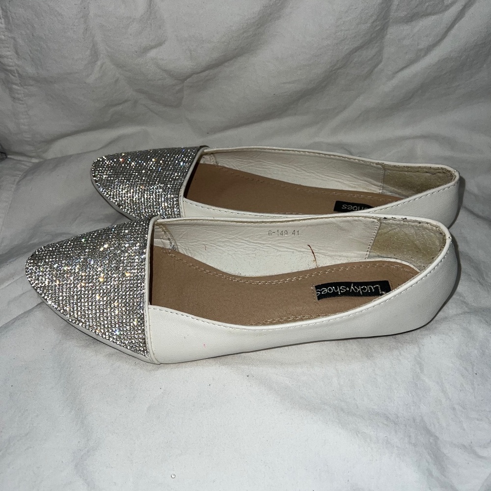 White bling flats
